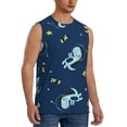 thumbnail image 1 of Lsque Space Dinosaur Print Men's Cotton Blend Sleeveless Muscle Shirts (S-3XL)- Moisture Wicking, Odor Protection, UPF 30+,Large, 1 of 8