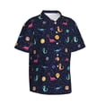 thumbnail image 1 of Lsque Space Dinosaur pattern Hawaiian Shirt for Men, Unisex Summer Beach Casual Short Sleeve Button Down Shirts-Small, 1 of 9