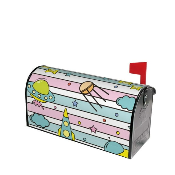 Lsque Space Doodle Mailbox Cover Standard Size ,Magnetic Mailbox Covers Post Wraps Letter Box Cover -25.5x21 in