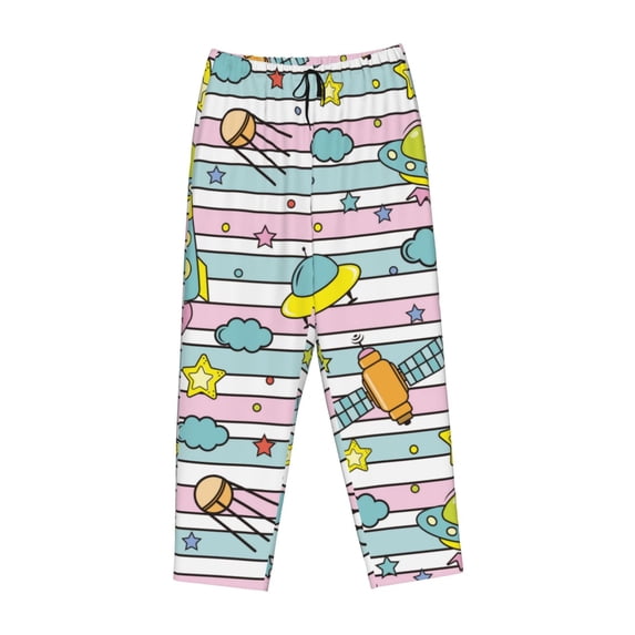 Lsque Space Doodle Print Women's Pajama Pants, Lounge Pant - Comfortable Home Wear,Elastic Waistband, Stylish Design-XX-Large