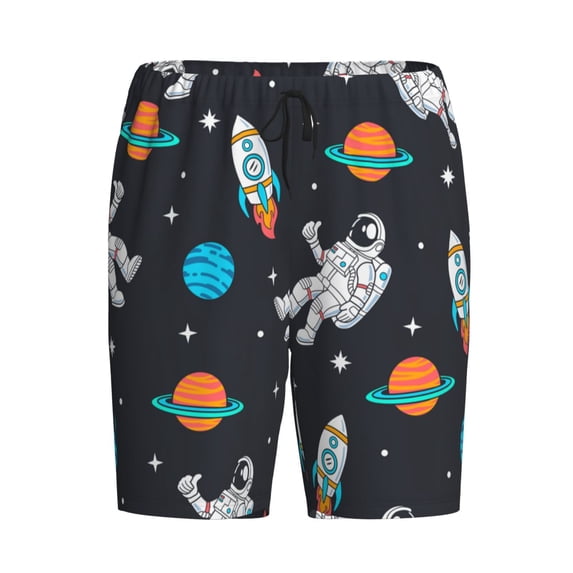 Lsque Space Mens Sleep Pajama Shorts,Short Pajama Pants, Cotton Ultra-Soft Knit-3X-Large