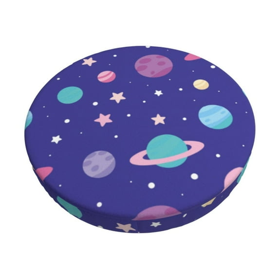 Lsque Space Pattern Round Bar chair cushion covers Velvet Fabric Premium Comfort Protects from Scratches and Stains for 14-17 Inch Chair-12 inch
