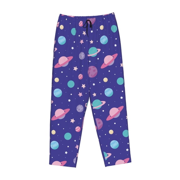 Lsque Space Print Women's Pajama Pants, Lounge Pant - Comfortable Home Wear,Elastic Waistband, Stylish Design-X-Large
