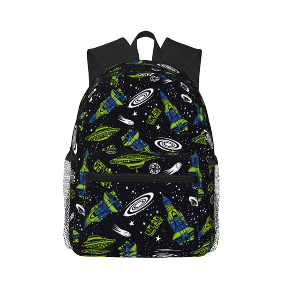 Lsque Space Rockets Classic Casual Backpack - Large Capacity Water-Resistant Backpack for School, Work, Travel, and Outdoor Activities