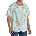 thumbnail image 1 of Lsque Space With Dino Astronauts print Men's Cuban Collar Short Sleeve Shirt Summer Beachwear Casual Button Down Fashionable Vacation Leisure Shirt-3X-Large, 1 of 7