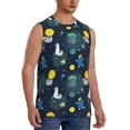 thumbnail image 1 of Lsque Space and Animals Print Men's Cotton Blend Sleeveless Muscle Shirts (S-3XL)- Moisture Wicking, Odor Protection, UPF 30+,3X-Large, 1 of 8