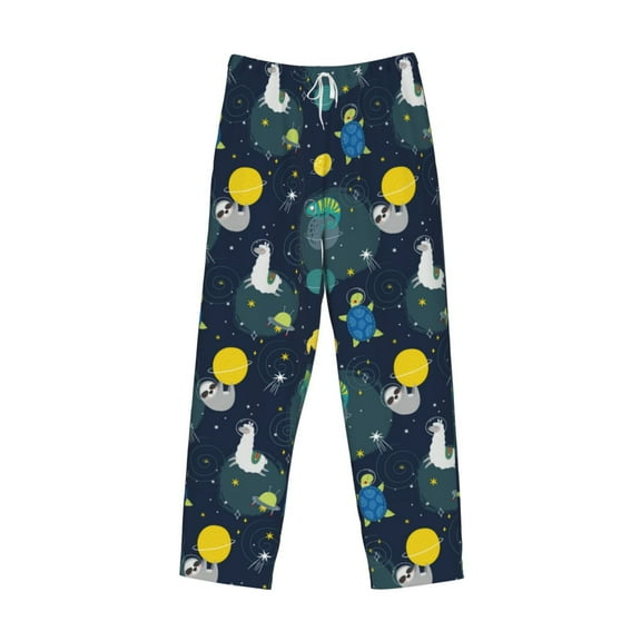 Lsque Space and Animals Print Men's Pajama Pants, Lounge Pant - Comfortable Home Wear,Elastic Waistband, Stylish Design-Small