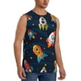 thumbnail image 1 of Lsque Spaceships and Stars Print Men's Cotton Blend Sleeveless Muscle Shirts (S-3XL)- Moisture Wicking, Odor Protection, UPF 30+,Medium, 1 of 8