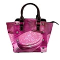 thumbnail image 1 of Lsque Sparkling Pink Toilet Pattern Leather Rivet Shoulder Bag – Elegant Genuine Leather & Microfiber PU Crossbody with Detachable Adjustable Strap, 1 of 5
