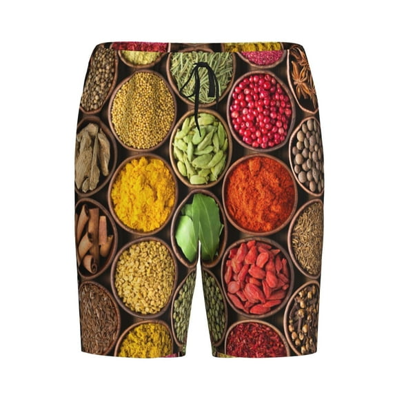 Lsque Spices And Herbs Mens Sleep Pajama Shorts,Short Pajama Pants, Cotton Ultra-Soft Knit-Small