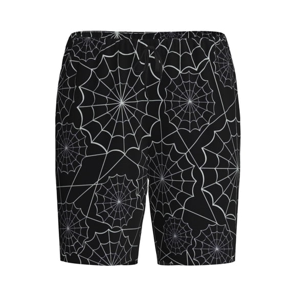 Lsque Spider Web Black Mens Sleep Pajama Shorts,Short Pajama Pants, Cotton Ultra-Soft Knit-4X-Large