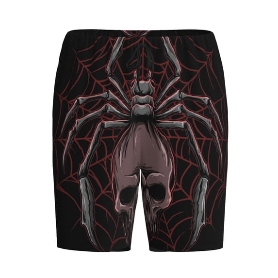 Lsque Spider with Skull Mens Sleep Pajama Shorts,Short Pajama Pants, Cotton Ultra-Soft Knit-Large