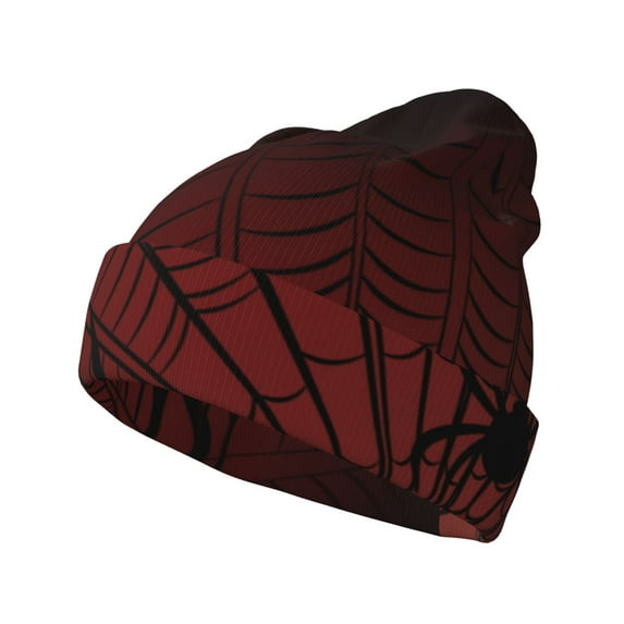Lsque Spiders On A Web Pattern Knitted Beanie, Unisex Winter Hat, Knit Hat Winter Beanies Thick Fisherman Beanies Cuffed Plain Skull Caps
