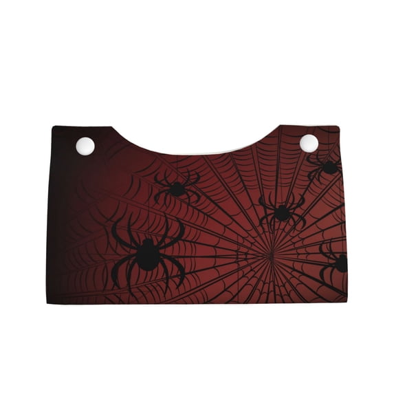 Lsque Spiders On A Web Printed Long Tissue Box Cover Holder, Facial Paper Organizer Dispenser,Triangle with Bottom Belt, PVC Leather Decorative Organizer