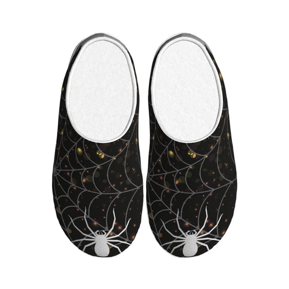 Lsque Spiderweb Bats And A Spider Pattern Womens Comfort Cotton on Scuff With Memory Foam and Anti-skid Sole Slipper-37/38