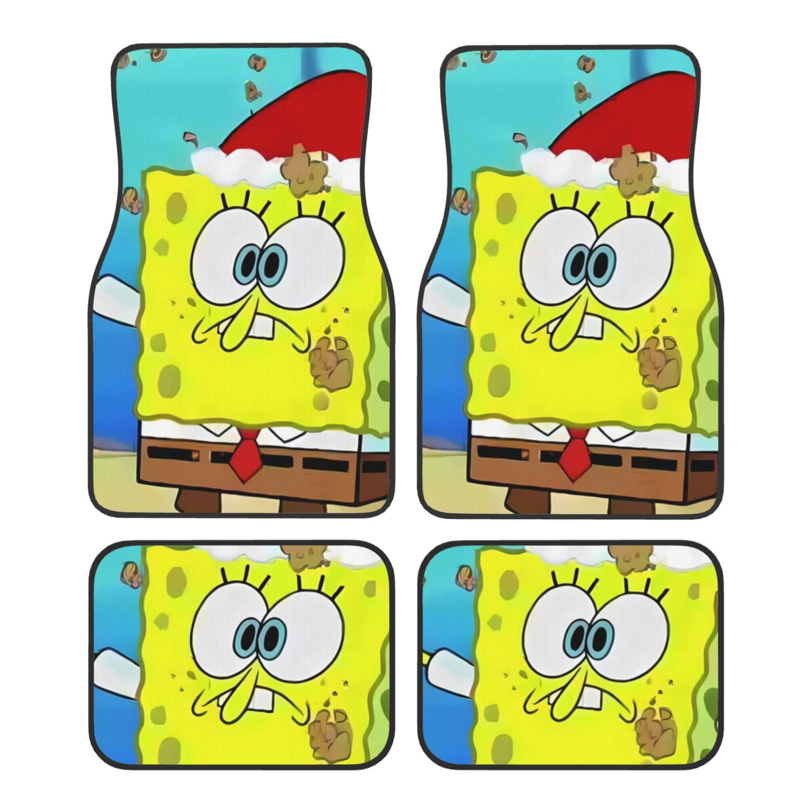 Lsque spongebob squarepants print 4 piece floor mats heavy duty rubber
