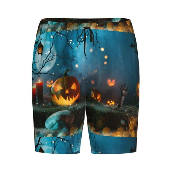 Lsque Spooky Halloween Mens Sleep Pajama Shorts,Short Pajama Pants, Cotton Ultra-Soft Knit-XX-Large