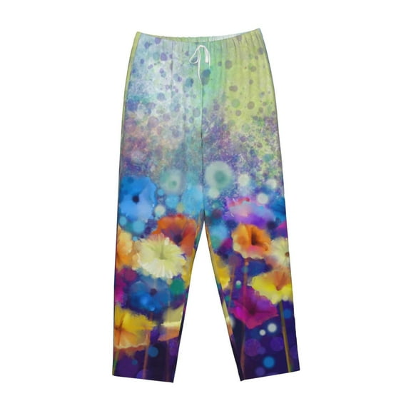 Lsque Spring Flower Seasonal Print Women's Pajama Pants, Lounge Pant - Comfortable Home Wear,Elastic Waistband, Stylish Design-Medium