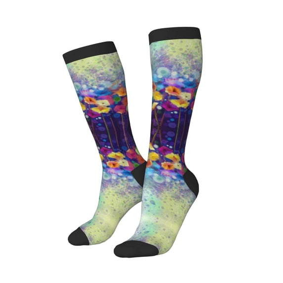 Lsque Spring Flower Seasonal Printed Crew Socks Men's Women's LightWeight Thin Casual Calf Socks ,Knee High Socks,Cotton Socks