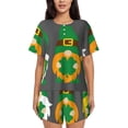 thumbnail image 1 of Lsque Spring St Patrick’S Day Irish Gnomes Women's Short-Sleeved Pajama Set - 2 Piece Soft and Lightweight Sleepwear Set-Large, 1 of 9