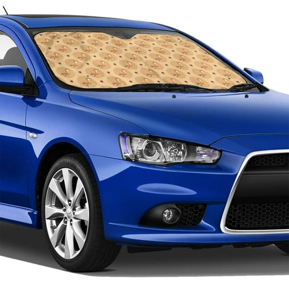 Lsque Squirrel And Nuts Car Windshield Sun Shade | Accordion Folding Style Auto Shade for Car Truck SUV Van | Blocks UV Rays Sun Visor Protector | Medium