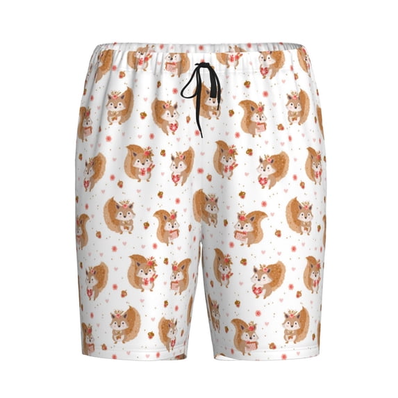 Lsque Squirrel And Rose Mens Sleep Pajama Shorts,Short Pajama Pants, Cotton Ultra-Soft Knit-Medium