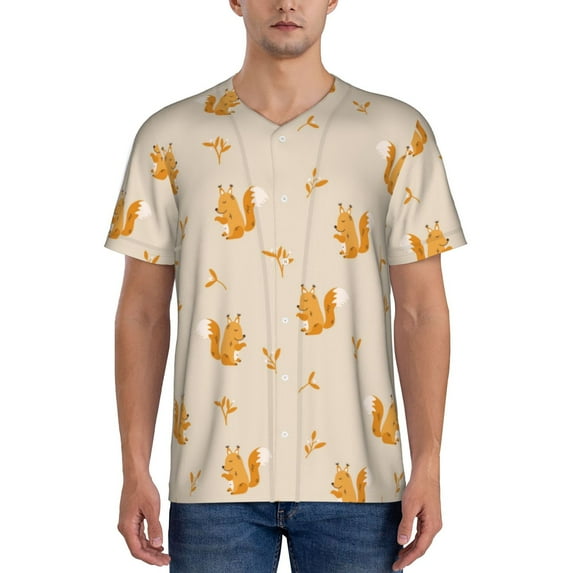 Lsque Squirrel Animal Pattern Mens Polo Golf Shirts Funny Graphics Shorts Sleeve Button Shirts Baseball T-shirt-X-Large