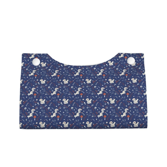 Lsque Squirrel Flower Printed Long Tissue Box Cover Holder, Facial Paper Organizer Dispenser,Triangle with Bottom Belt, PVC Leather Decorative Organizer
