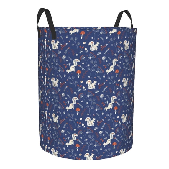 Lsque Squirrel Flower pattern Laundry Hamper Basket, Tall Woven Rope Hamper Basket for Clothes, Lightweight Storage Basket, Collapsible Waterproof-Small