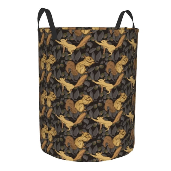 Lsque Squirrel Gathering Nuts pattern Laundry Hamper Basket, Tall Woven Rope Hamper Basket for Clothes, Lightweight Storage Basket, Collapsible Waterproof-Small
