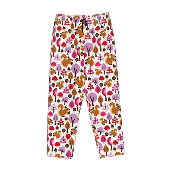 Lsque Squirrel In The Forest Print Women's Pajama Pants, Lounge Pant - Comfortable Home Wear,Elastic Waistband, Stylish Design-Large