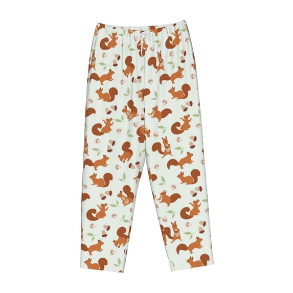 Lsque Squirrel Playing Print Women's Pajama Pants, Lounge Pant - Comfortable Home Wear,Elastic Waistband, Stylish Design-Medium