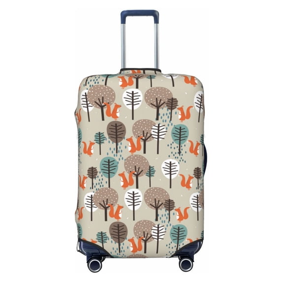 Lsque Squirrels and Trees Printed Luggage Cover, Travel Luggage Protector,Scratch and Dirt Resistant, Fits 18-32 Inch Luggage - Medium