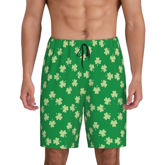 Lsque St Patrick's Day Pattern Mens Sleep Pajama Shorts,Short Pajama Pants, Cotton Ultra-Soft Knit-Large
