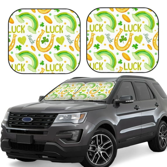 Lsque St Patrick's Day1 2 PCS Windshield Sun Shade | CarFoldable Window Covers | Car Accessories Reflect UV for Universal Cars SUV Truck | Small