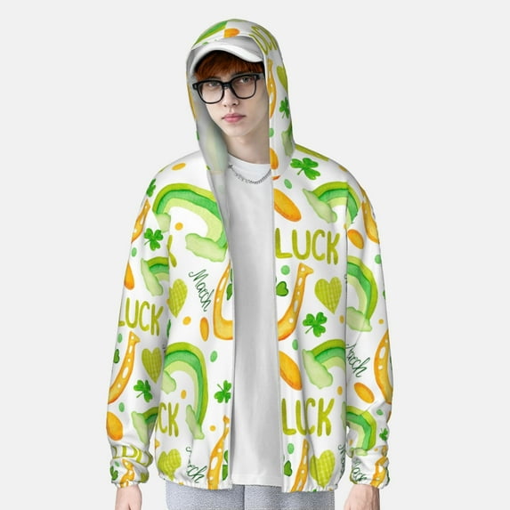 Lsque St Patrick's Day1 UPF 50+ Lightweight Sun Protection Men's Women's Long Sleeve Shirt, Hoodie Performance -Small