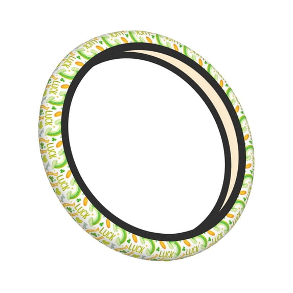 Lsque St Patrick's Day1 Ultra Soft Car Steering Wheel Cover for Women, Standard 15 inch Size for Truck Van SUV Auto