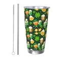 thumbnail image 1 of Lsque St Patrick's Day10 Pattern 20oz Car Cup with Lid and Straw, Insulated Coffee Cup with Straw Topper, Spill Proof Travel Coffee Mug, Stainless Steel Tumble-Straw Two-piece Set, 1 of 8