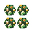 thumbnail image 1 of Lsque St Patrick's Day10 Pattern 4" Drink Coasters Set of 4, PVC Leather Absorbent Coasters, Table Coaster Set Decorative Coffee Cup Coasters Housewarming Gift -Hexagon, 1 of 6