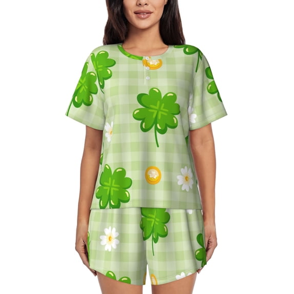 Lsque St Patrick's Day11 Women's Short-Sleeved Pajama Set - 2 Piece Soft and Lightweight Sleepwear Set-