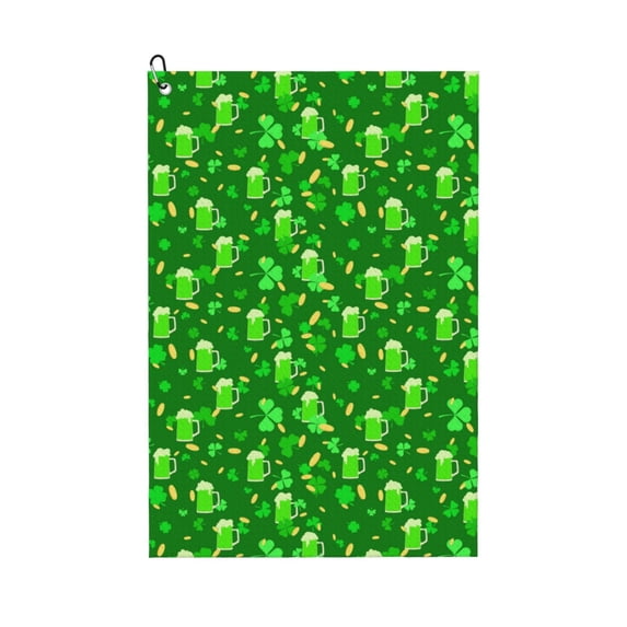 Lsque St Patrick's Day2 Premium Golf Towel - Ultra Absorbent and Quick Drying Microfiber Towel with Carabiner - Gift for Men -24" X 16"