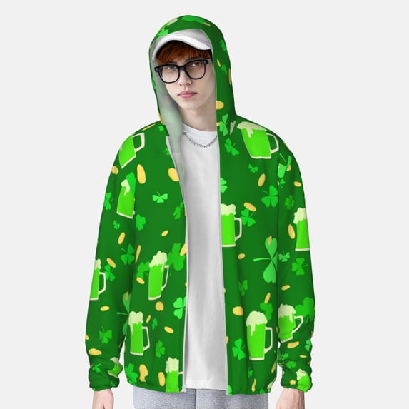Lsque St Patrick's Day2 UPF 50+ Lightweight Sun Protection Men's Women's Long Sleeve Shirt, Hoodie Performance -XX-Large