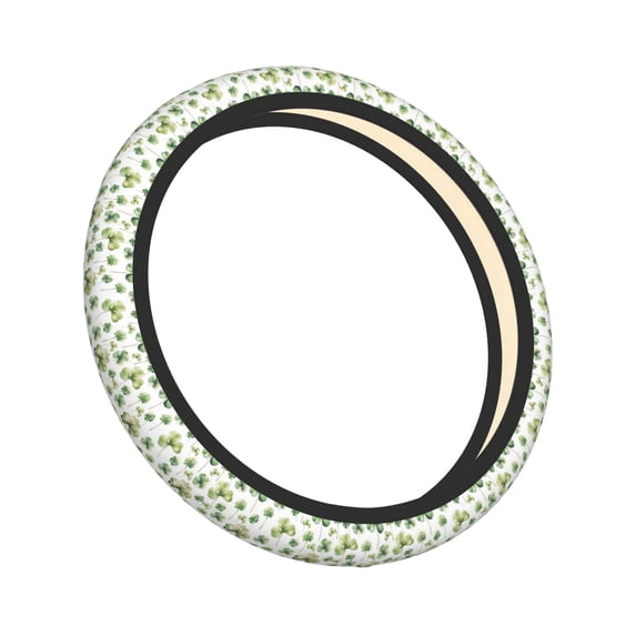 Lsque St Patrick's Day3 Ultra Soft Car Steering Wheel Cover for Women, Standard 15 inch Size for Truck Van SUV Auto