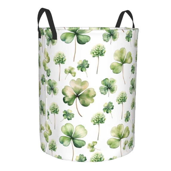 Lsque St Patrick's Day3 pattern Laundry Hamper Basket, Tall Woven Rope Hamper Basket for Clothes, Lightweight Storage Basket, Collapsible Waterproof-Medium