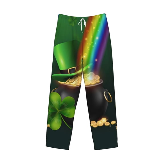 Lsque St. Patrick's Day4 Print Men's Pajama Pants, Lounge Pant - Comfortable Home Wear,Elastic Waistband, Stylish Design-Medium