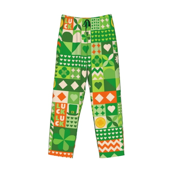 Lsque St Patrick's Day6 Print Men's Pajama Pants, Lounge Pant - Comfortable Home Wear,Elastic Waistband, Stylish Design-Medium