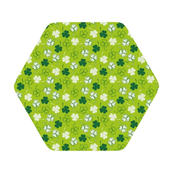 Lsque St. Patrick's day Pattern 4" Drink Coasters Set of 6, Leather Absorbent Coasters, Table Coaster Set Decorative Coffee Cup Coasters Housewarming Gift,Hexagon