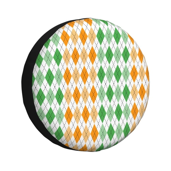 Lsque St. Patrick's day argyle Pattern Tire Covers - Tough Tire Wheel Protector for Truck, SUV, Trailer, Camper, RV-17 inch