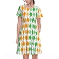 thumbnail image 1 of Lsque St. Patrick's day argyle Print Women's Casual Dress T-Shirt Summer Short Sleeve Scoop Neck Swing Dresses, 1 of 6