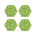 thumbnail image 1 of Lsque St. Patrick's day1 Pattern 4" Drink Coasters Set of 4, PVC Leather Absorbent Coasters, Table Coaster Set Decorative Coffee Cup Coasters Housewarming Gift-Hexagon, 1 of 6